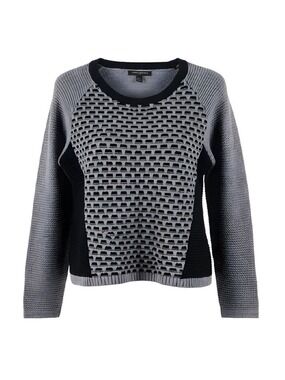 Banana Republic Women’s Gray Textured Knit Sweater Size Medium Wool Blend Raglan